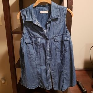 Fade Glort 100% cotton sleeveless button up denim shirt